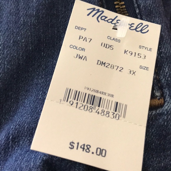 Madewell Plus Size Medium Wash Skinny Denim Carpenter Overalls - Picture 4 of 5